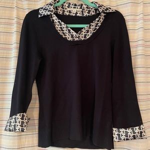 Black Sweater pullover with silk cuffs and colar